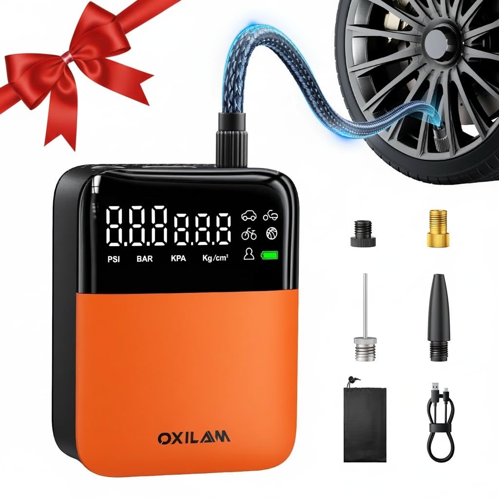 Sponsored Ad - OXILAM C1 Tire Inflator Portable Air Compressor - Rechargeable 3x Faster Air Pump For Car Tires With Tire Pressure Gauge, 150psi Cordless Air Compressor For Car, Motorcycle, Bike, Ball And More