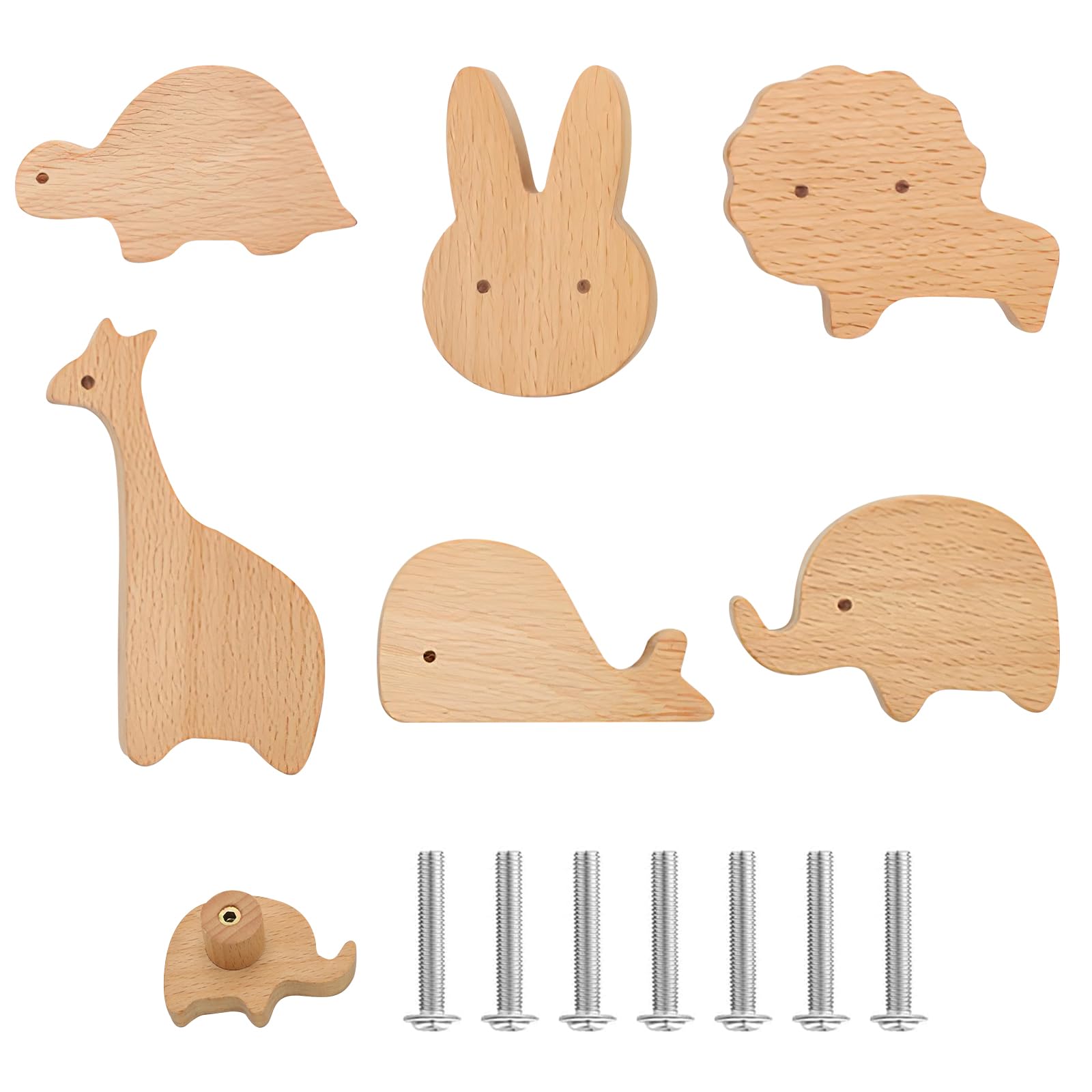 Pomelli per mobili in legno a forma di animale BRISKORE Confezione da 6