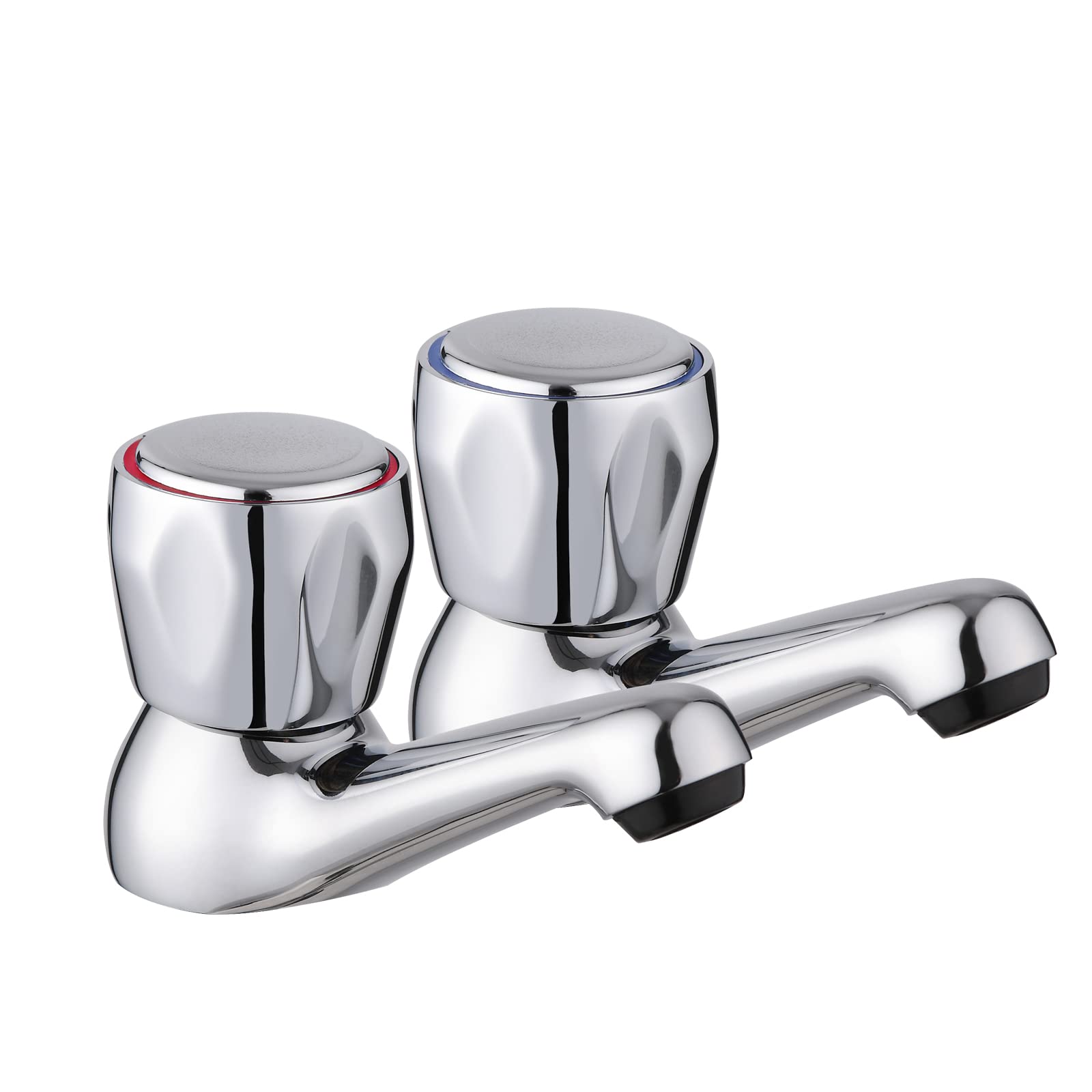 JASSFERRY1/2" Pair of Basin Taps Traditional Knob Handle Bathroom Sink Tap Club Hot & Cold Faucet, Chrome Polished Set of 2
