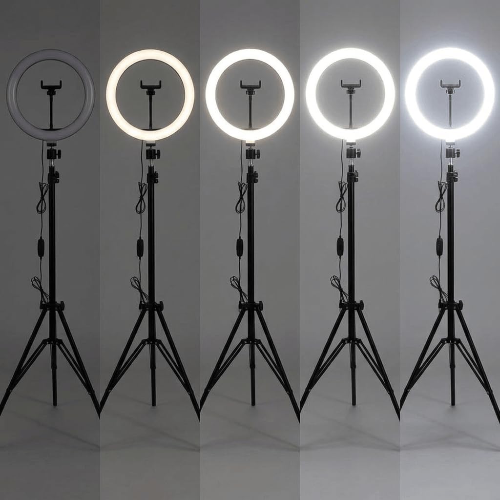 Luméon 30cm Ringlicht mit Stativ – 12 Zoll Ringlampe für Streaming, Selfies, Make-Up, Fotografie, 10 Helligkeitsstufen