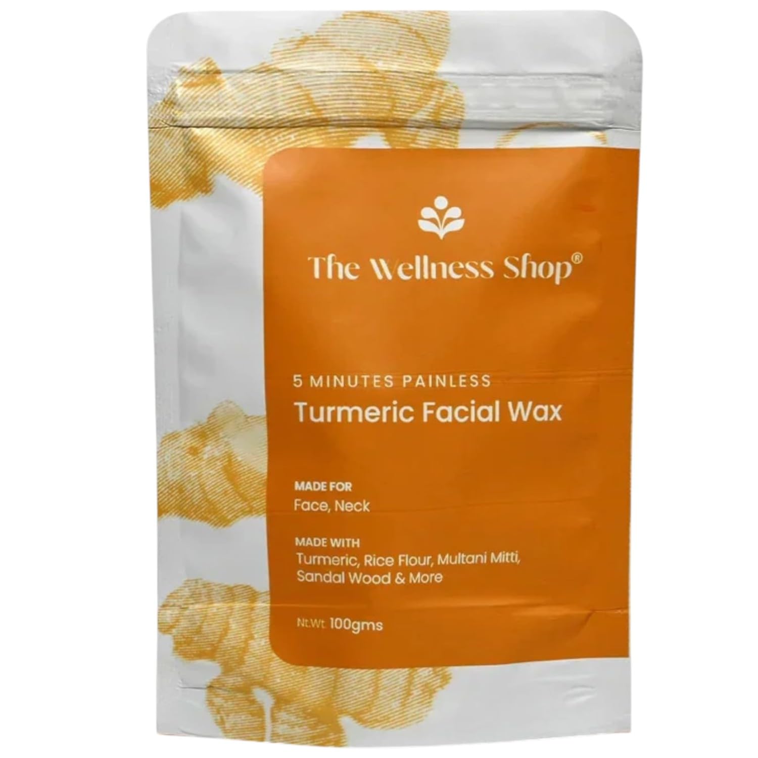 Turmeric Facial Wax Powder, 5 min Painless Natural Face Hair Removal Waxing Powder, Easy to use at home, No chemicals - No Irritation, No Skin rashes (100g)