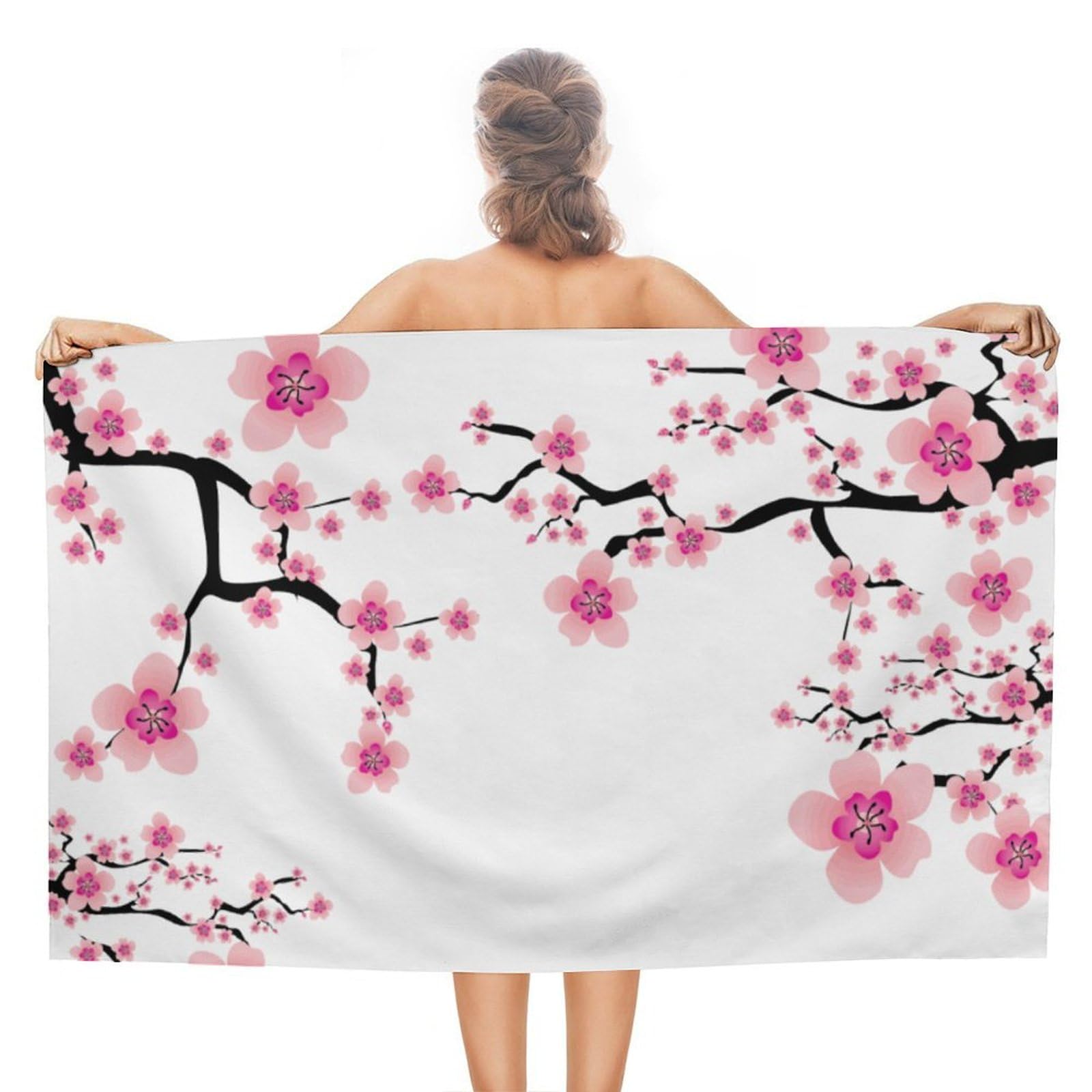 LEDFCVSU Beach Towel, Plum Blossom Bath Towel, Absorbent Towel for Swimming, Sports, Travel