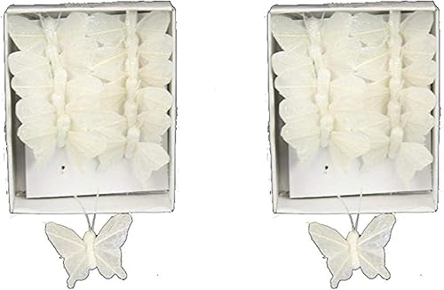 12 piezas de decoración de mariposa, 1 pulgada, blanco (paquete de 2)