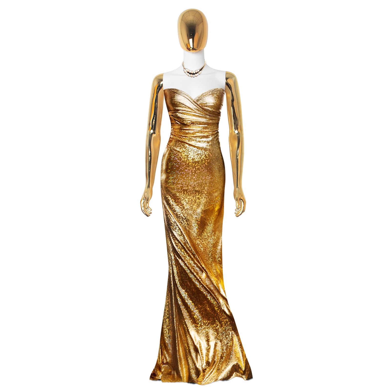 gold dress form Satin Female Half Body Mannequin Adjustable Slim Waist Dress Form Shor –  BDFINC main image 1