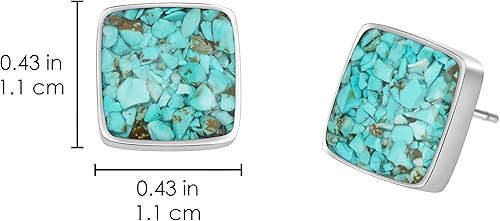 Miniatura 6 de Lauren-Spencer Aretes cuadrados de piedra preciosa para mujer, delicados aretes de piedra pulida de malaquita y sodalita, hipoalergénicos, aretes