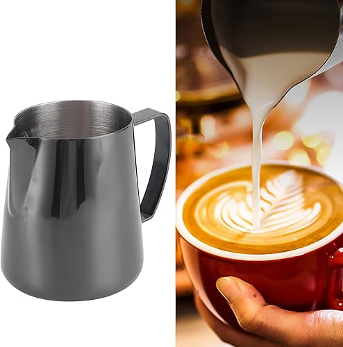 Miniatura 4 de Milk Frothing Pitcher, 13 oz Coffee Milk Frothing Cup, Coffee Steaming Pitcher, Stainless Steel Milk Frother Pitcher, Coffee Latte Art Cup Steaming