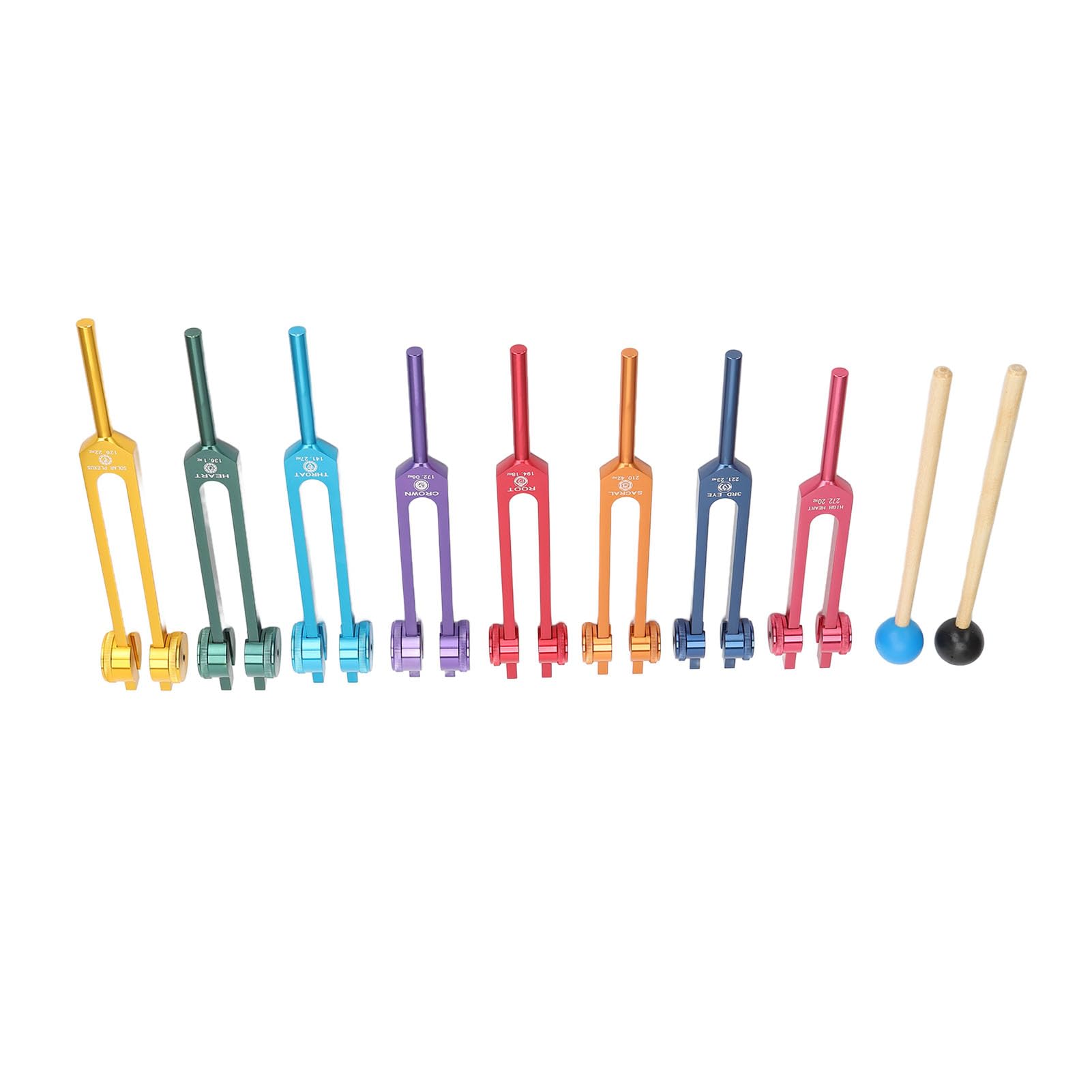 BRRNOO Set di Diapason Risonanti 8 Pezzi, Diapason in Lega di Alluminio per Terapia del Suono e Rilassamento con Bacchette per Accordatura, Custodia