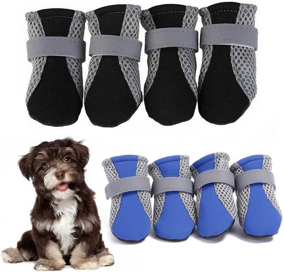 Set of 8 Dog Boots Dog Shoes NonSlip Dog Paw Protectors for Hot Weather Summer Non