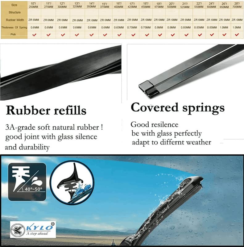Image of Kylo Windshield Wiper For New Santro / Conventional And Traditional Metal Type Windshield Wiper Blades / Perfect Fitting Windshield Water Repellency Scratch Proof Cleaning Metal Wiper Blades