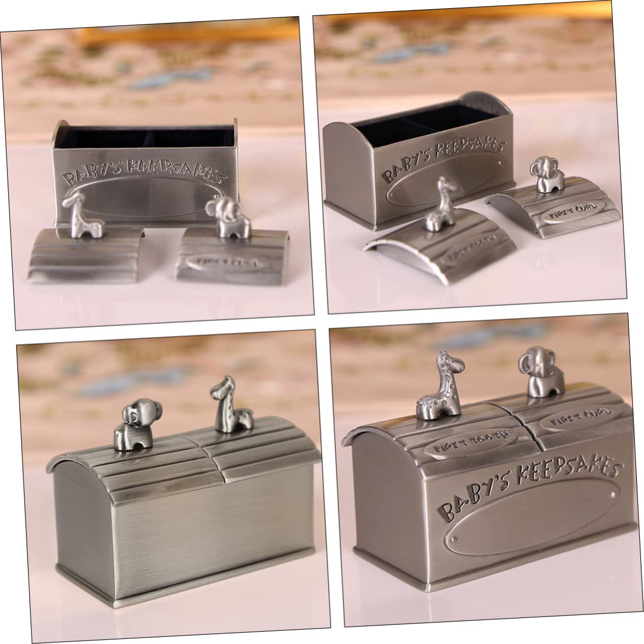 Caja para Dientes de Leche y Recuerdos para Bebés, Aleación de Zinc Plateada, Diseño Compacto y Portátil, Segura para Uso en Bautizo y Año