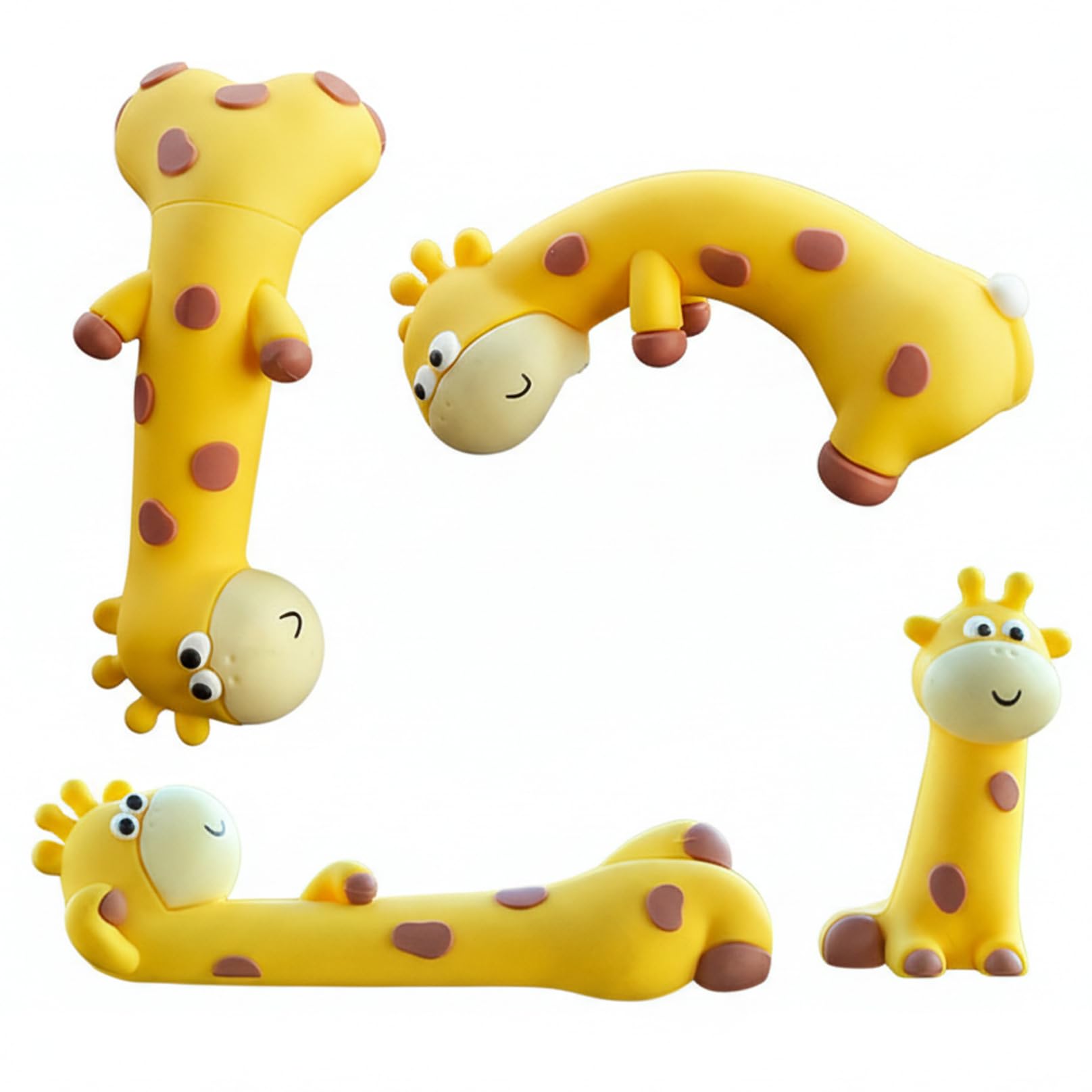 Monwssoe Figurines, 4Pcs Monitor Decor, Mini Resin Playful Giraffe Desk Figurines, Funny Computer Decor, 3D Craft Sculpture for Office Desk, Car Dashboard