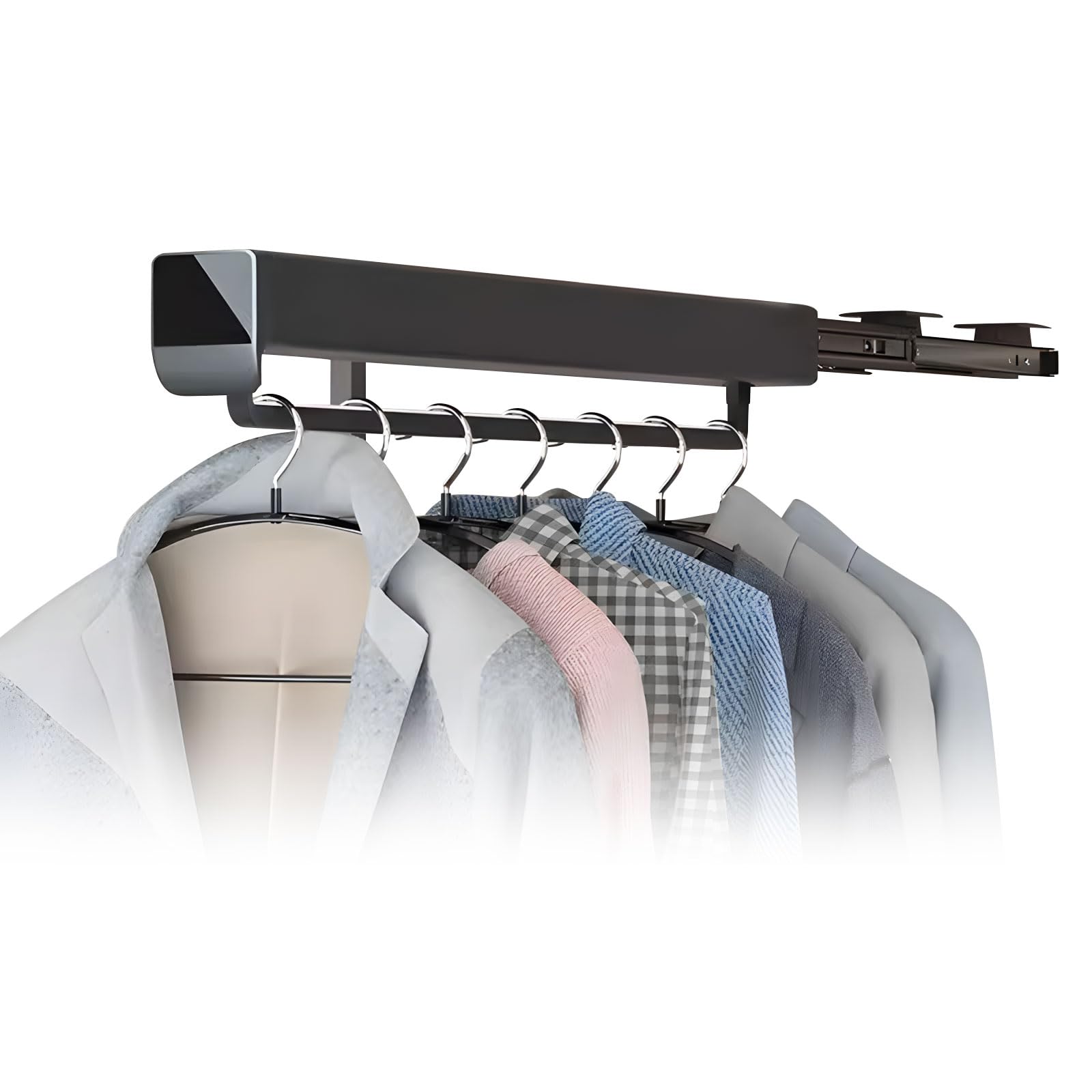 Space Efficient Retractable Black Hanging Post with Noiseless Movement for Bedroom Hotel Fashion Telescoping Track