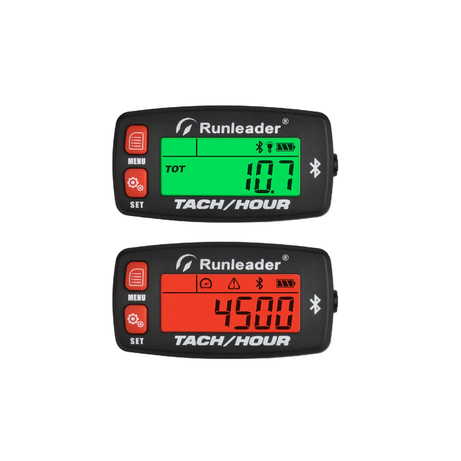 2 PCS de Runleader RL-HM032-BT Bluetooth Shunt Hours Tachometer, fonctionne avec une batterie remplaçable et une alimentation DC 12V.