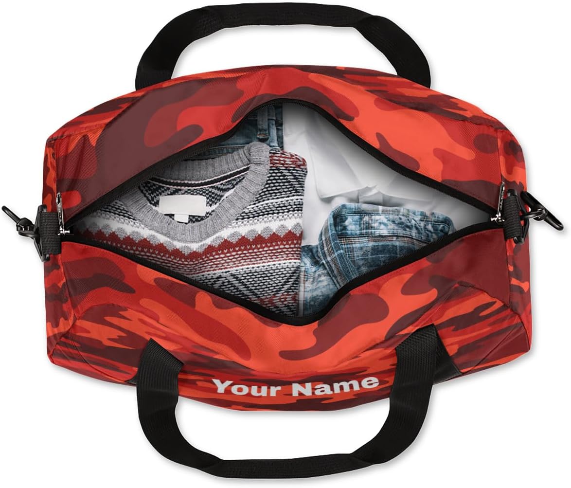 Personalized Camouflage Gradient Sport Duffel Bag Custom Name Kids Gym Bags Carry On Travel Bag Weekender Overnight Bag for Boys Girls Teens