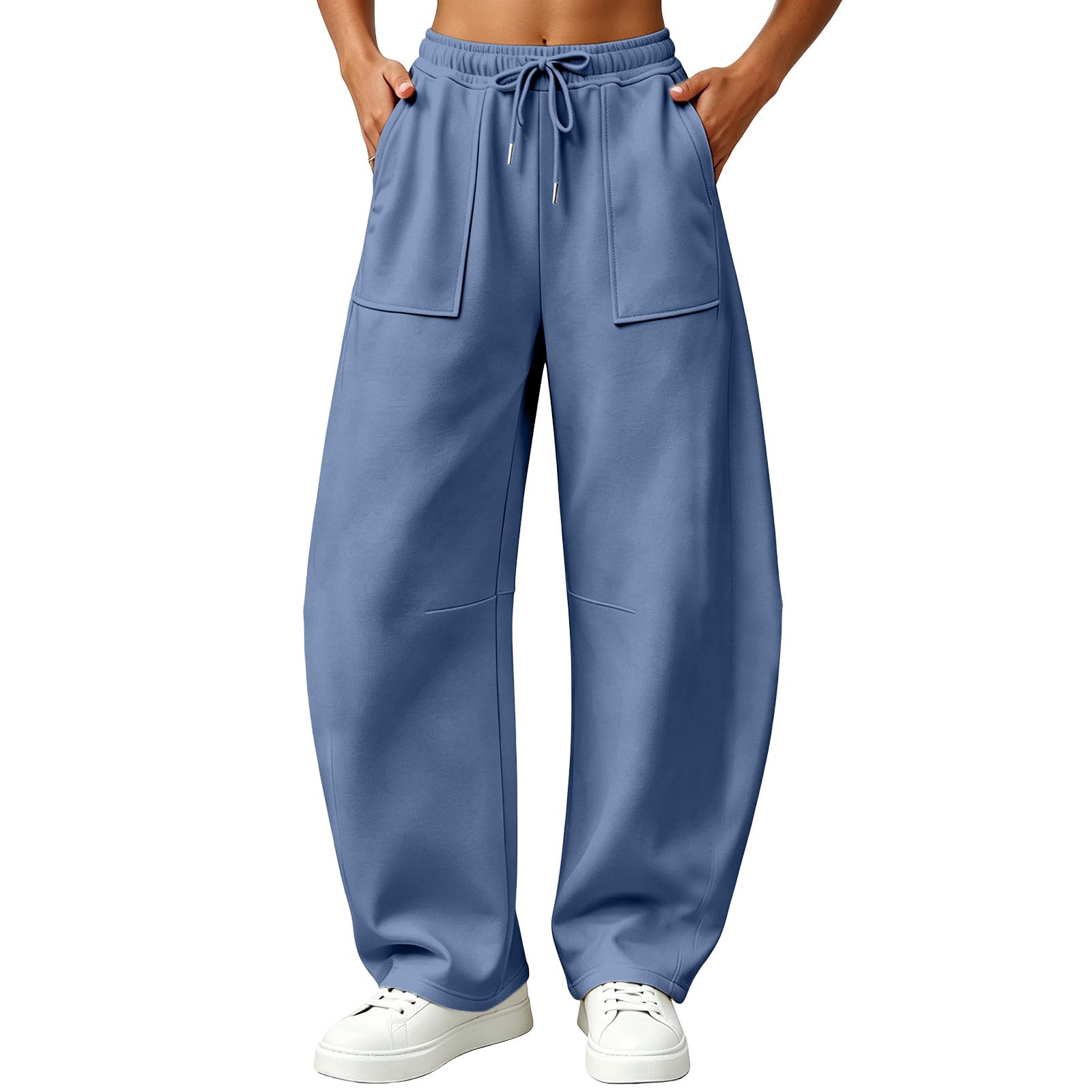 Pantaloni Tuta Donna Pantaloni a Gamba Larga con Elastico in Vita Pantalone Jogger con Coulisse Comodi Pantlone Cotone Morbidi Pant Baggy Tinta Unita Pants Lunghi per Allenamento Jogging Fitness