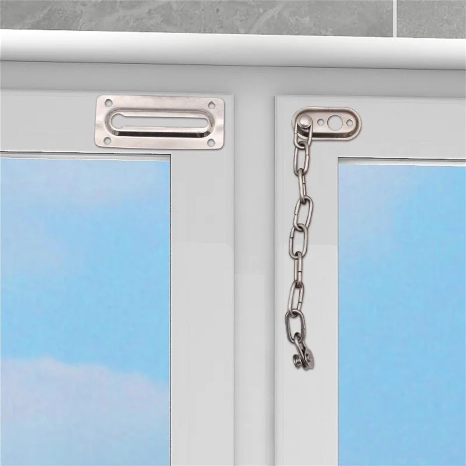 Cerradura de cadena puerta seguridad, pestillo deslizante, hebilla for el hogar, cadenas acero inoxidable, cerradura gabinete Para Puertas(3 set)