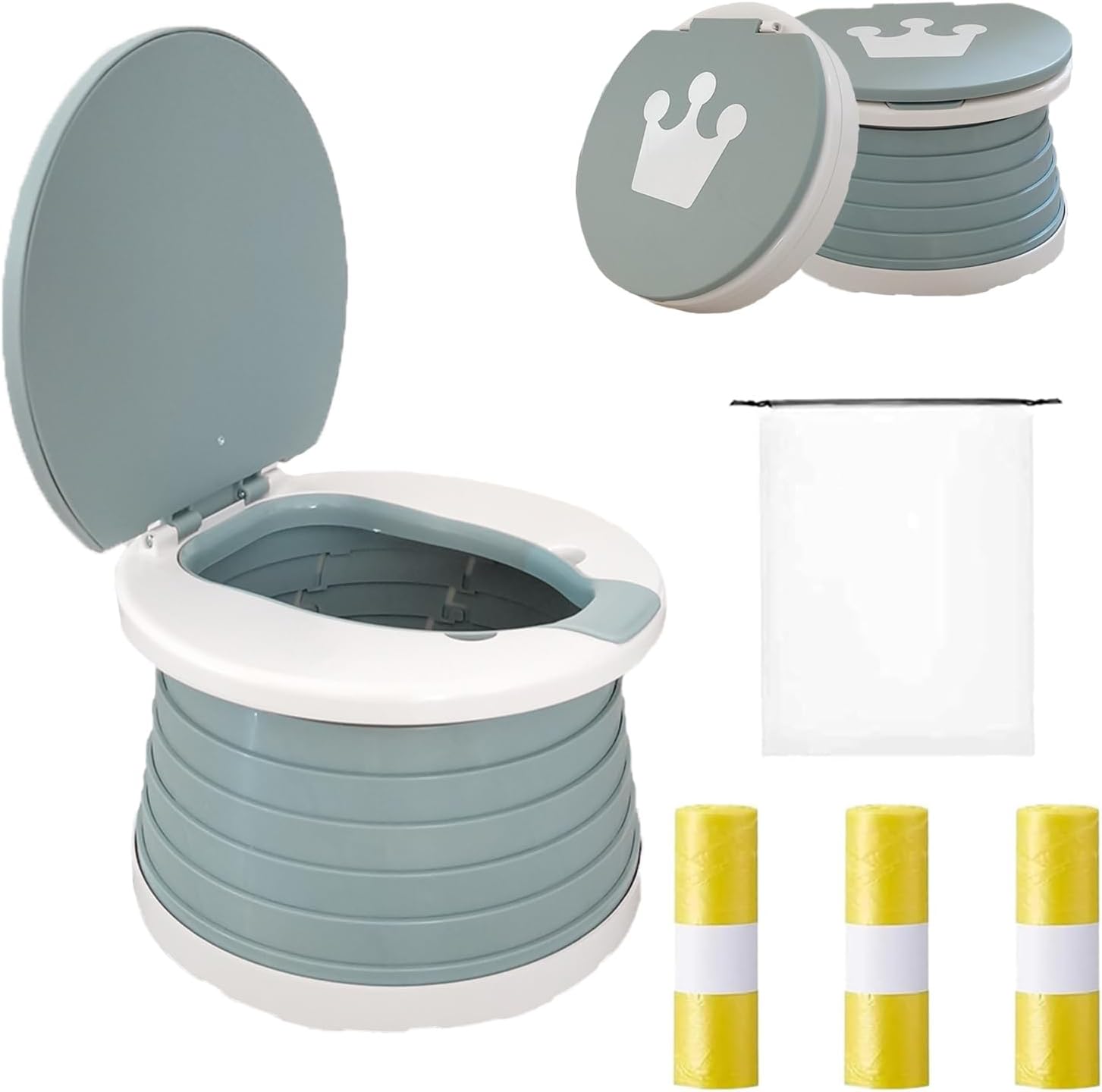 Travel Potty for Toddler, Portable and Foldable Toilet, Apply to Seat Emergency Toilet for Car, Camping, Outdoor, Indoor (Grey, Standard)