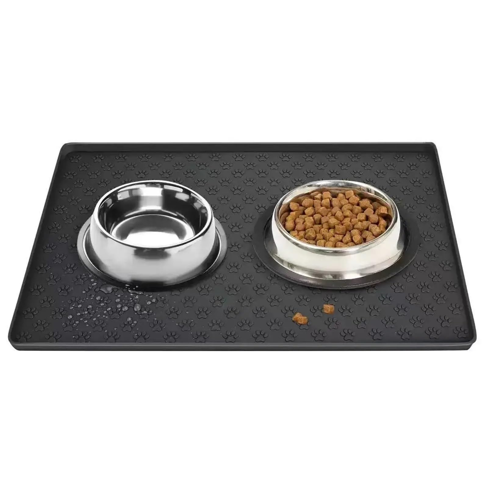 Futtermatten für Haustiere Leicht zu reinigende, rechteckige Futtermatte for Katzen und Hunde mit erhöhten Kanten wasserdichte(Khaki-1pc)