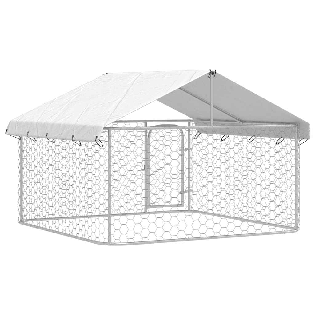 Chenil Extérieur avec Toit pour Chien, Chenil d'Extérieur Enclos Cage pour Chien Métal 200x200x150 cm