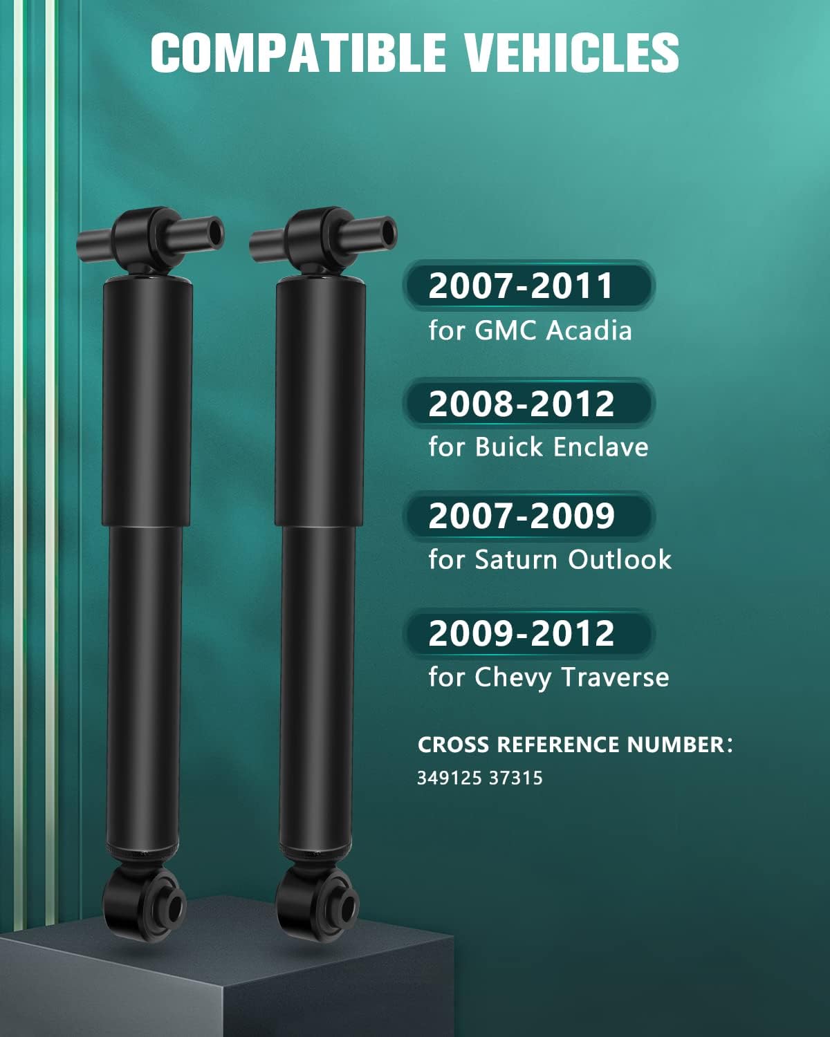 Shocks,AUTOMUTO Rear Shocks Absorber for Chevy Fits 2008 2009 2010 2011 2012 for Buick Enclave,2009-2012 for Chevy Traverse,2007-2011 for GMC Acadia,2007-09 S-aturn Outlook 349125 (2 pcs Rear Struts)