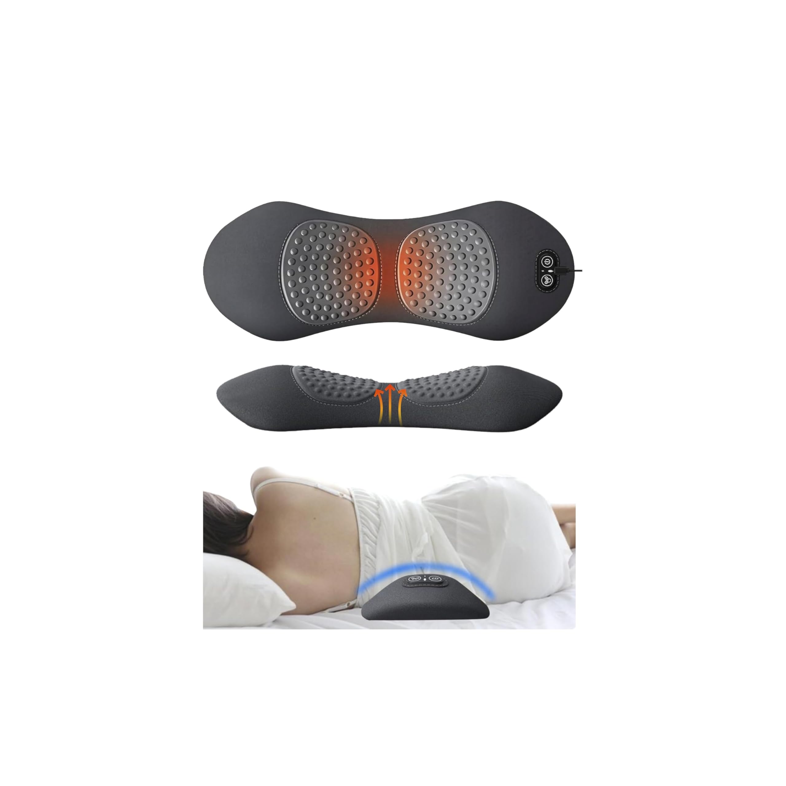 WirbelSanft - WirbelWohl Pro, Elektrisches Massagegerät mit Wärme, Vibration & Lendenwirbelstütze gegen Rückenschmerzen & zur Wirbelsäulenentlastung (Dark Gray)