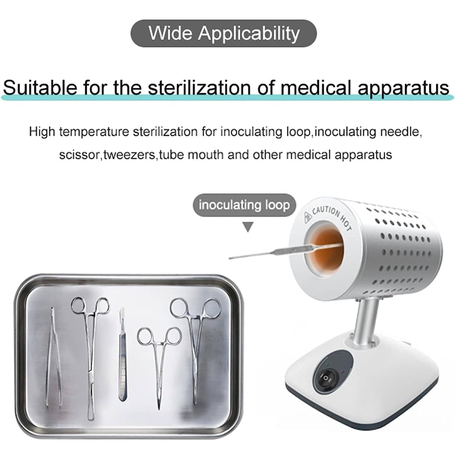 Esterilizador De Calentamiento De Laboratorio, Esterilizador De Bucle Inoculante, Temperatura Alta De 400 ℃ / 825 ℃, Para Tubos De Ensayo, Jeringas, Bisturí, Sin Llama Abierta, Desinfección Rápida