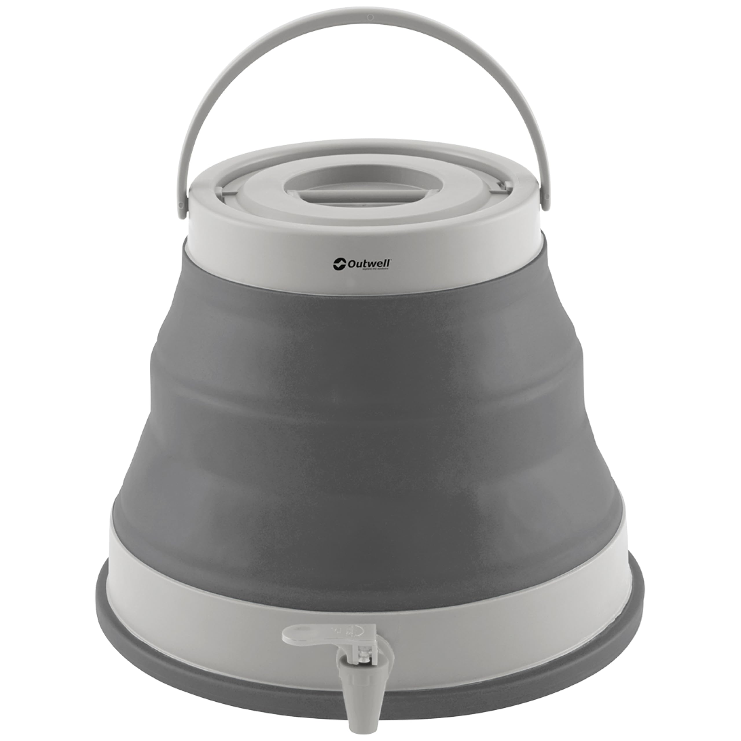 Outwell Collaps Water Carrier – Premium Foldable Camping Water Container with Tap, Collapsible Design, Easy-Fill Screw Lid for Camping, Outdoors, Sports, Fishing (Grey Mist, 12 Litre)