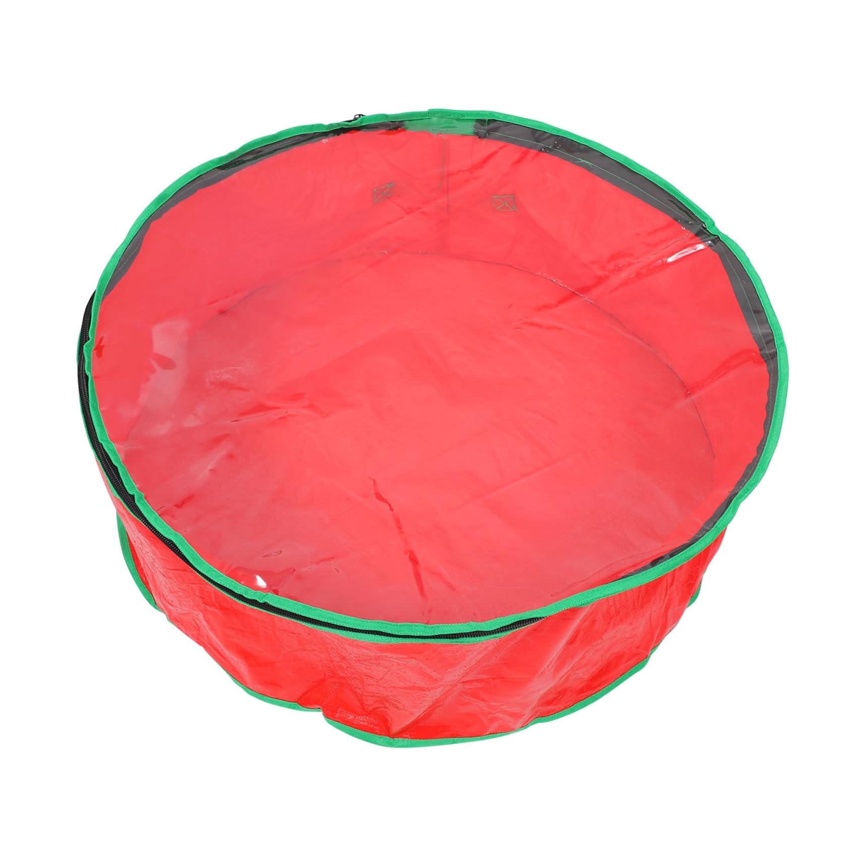 Garneck Foldable Round Storage Bag Christmas Wreath Organizer Bag Holiday Decor Storage Clear Viewable Window