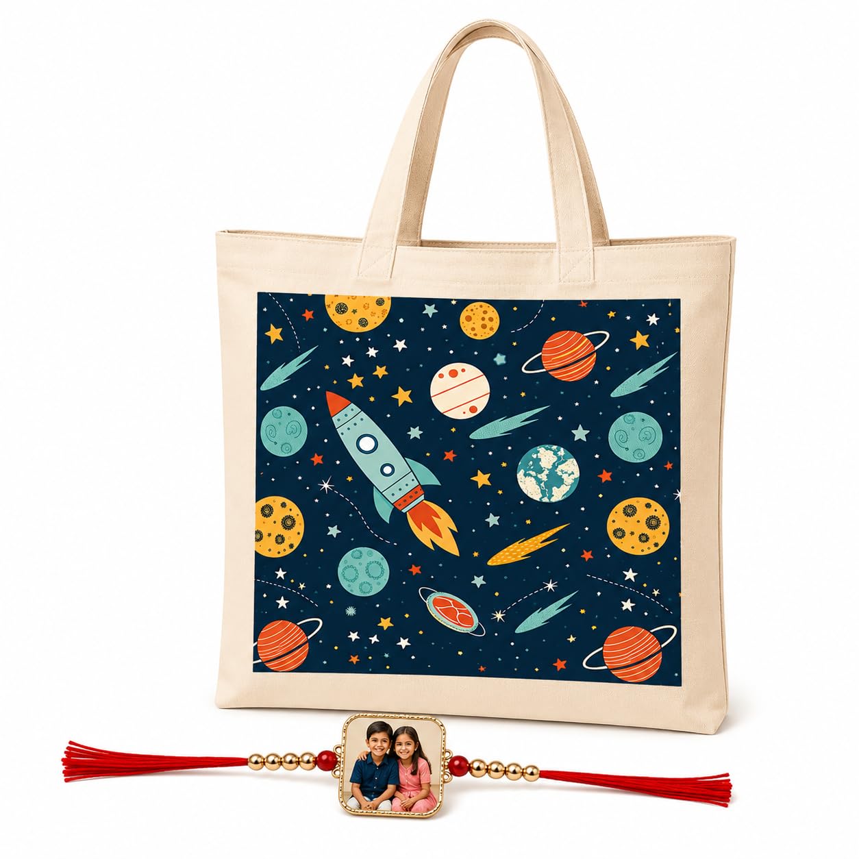 Space Rakhi for Kids with Tote Bag | Personalized Photo Rakhi-image-30