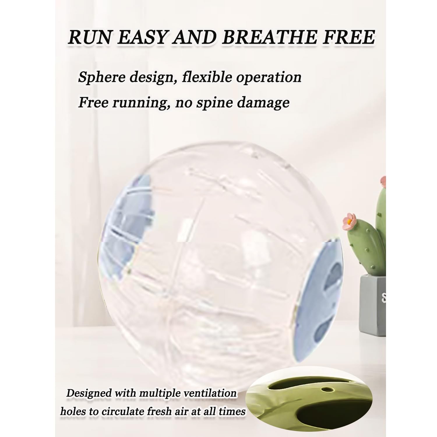Large Transparent Hamster Exercise Ball – Ventilated, Safe For Small Pets, Easy To Clean, Jumbo Size For Chinchillas & Gerbils - View #5