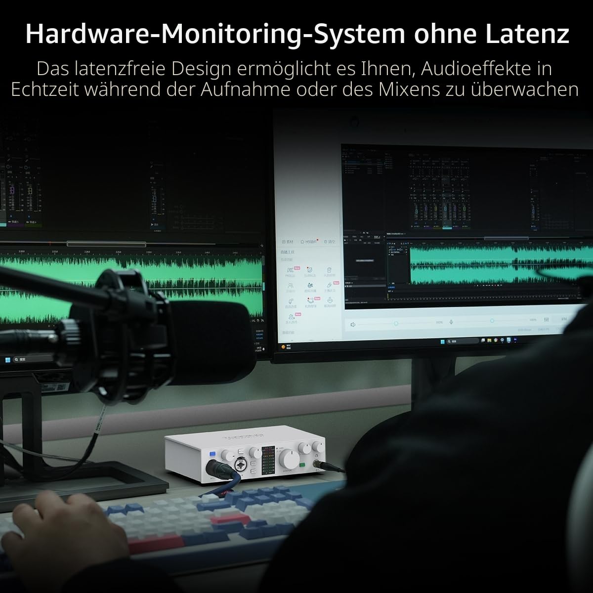 Topping Professional E2x2, USB-Audio-Schnittstelle und Ultralign Mikrofon-Vorverstärker-Modul (Weiß)
