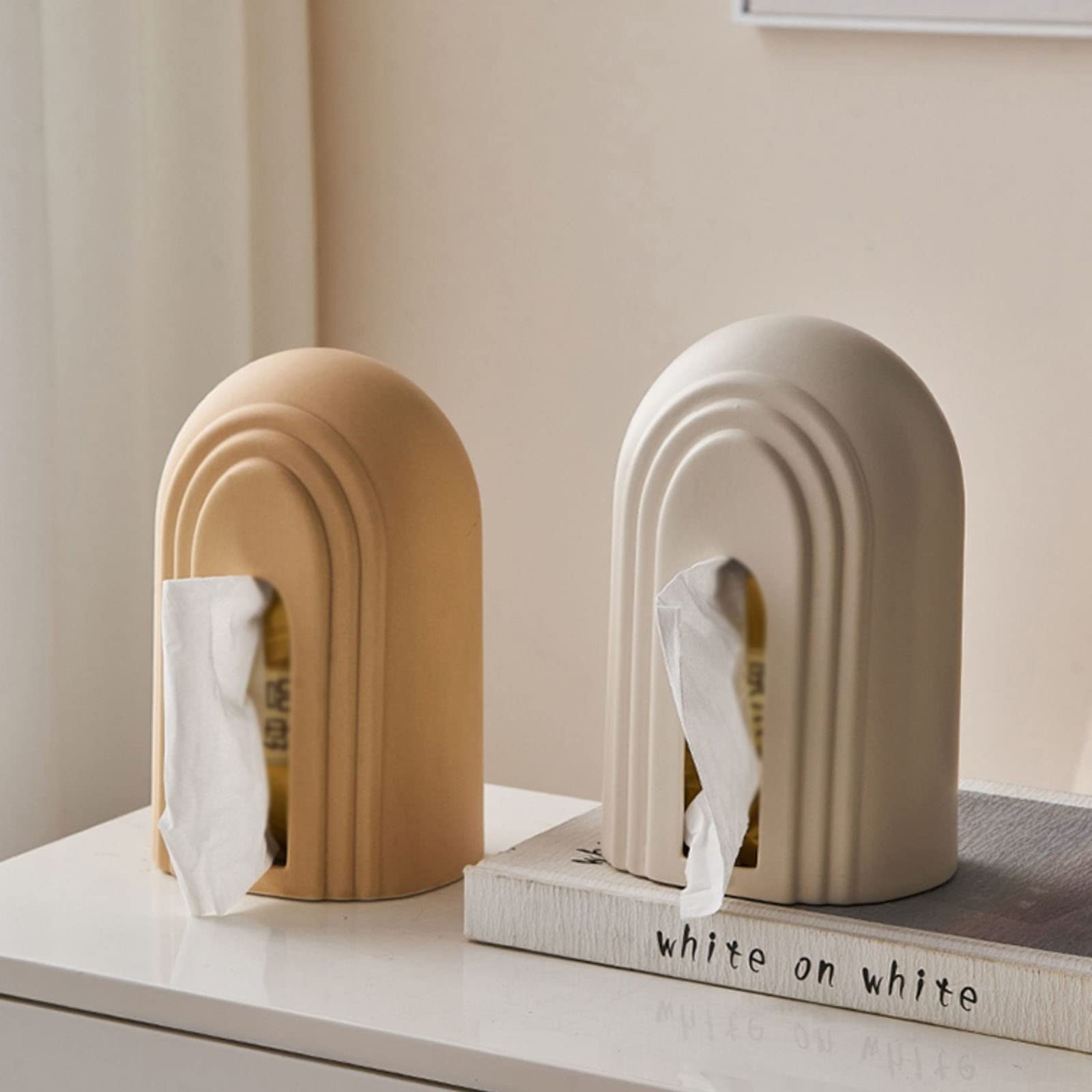 Portafazzoletti Multifunzionale Scatola di tessuto in ceramica Moderna semplice for la casa Soggiorno Tavolo da pranzo Tavolo da tè Scatola di immagazzinaggio con cassetto di carta decorativo Organizz