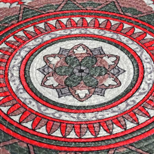 Image of LaVichitra Cotton Table Placemat | Dining Table Mat | Bed Side Table Mat | Cotton Round Shape Placemats | Washable PlaceMat for Shelves & Plant Pots - Pack of 4, Folk Art