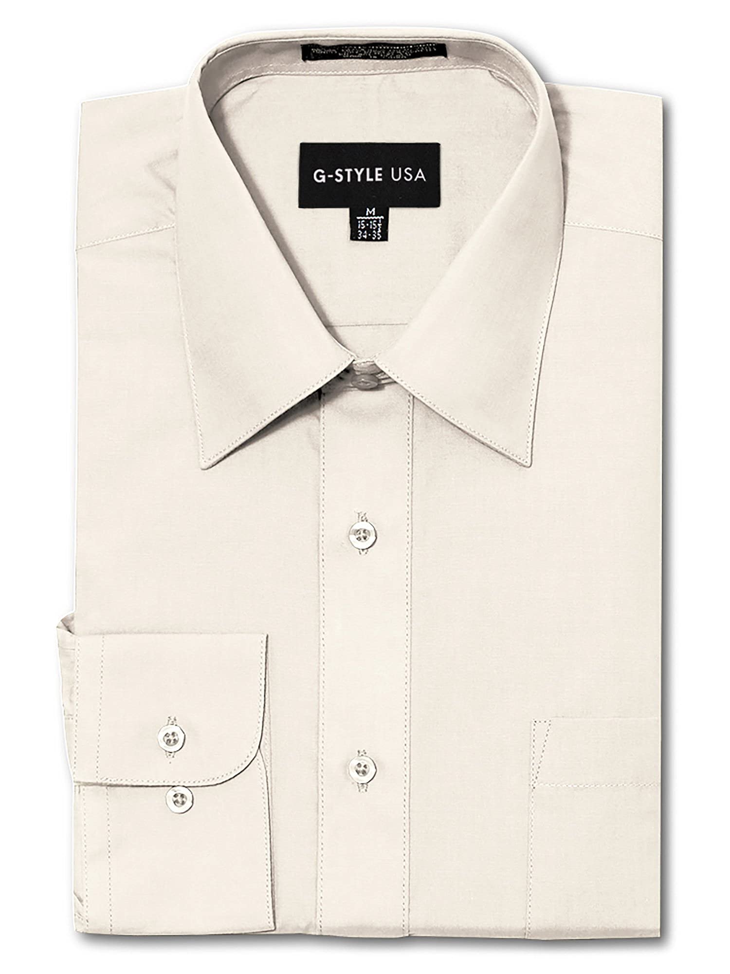 G-Style USA Men's Regular Fit Long Sleeve Solid Color Dress Shirts