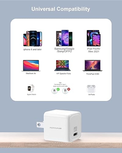 Miniatura 2 de Cargador USB C - NANAMI 30W PD Cargador de pared súper rápido adaptador de corriente compacto para iPhone 15141312, iPad MiniPro, MacBook Air,