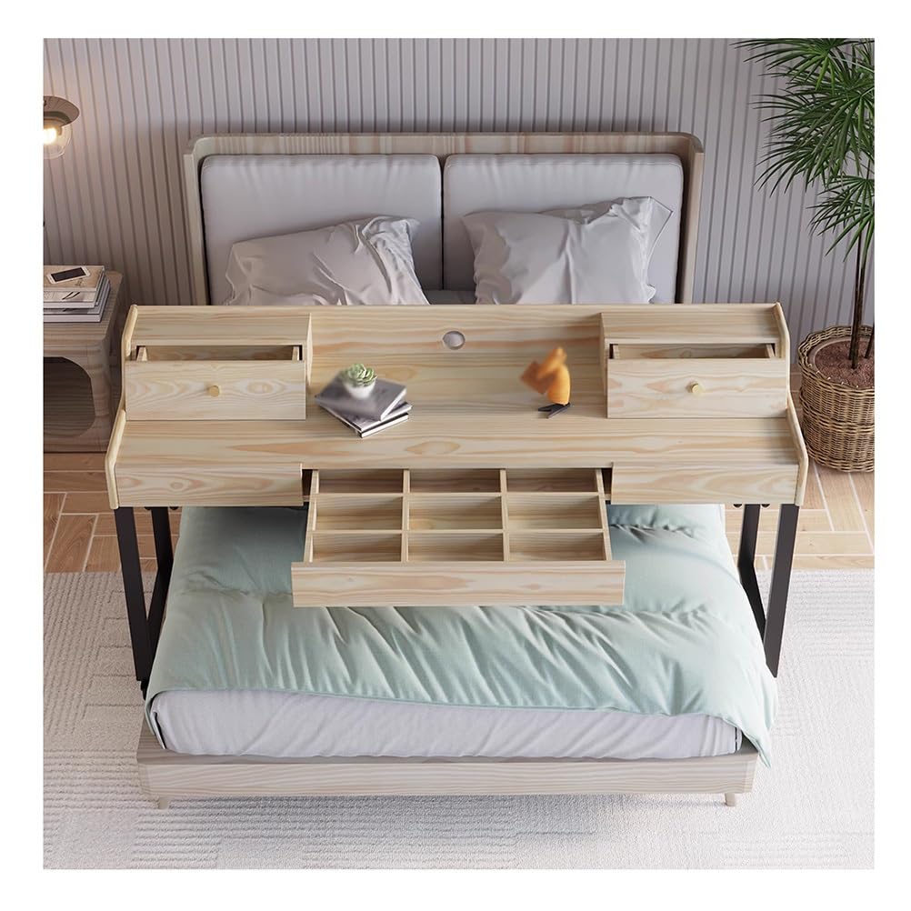 Table de Lit Table de lit en Bois Massif Naturel 4 tiroirs, Chambre à Coucher, hôpital, Sanatorium, Chariot pour Ordinateur Portable, Bureau d'ordinateur, Poste de Travail Debout (Size : 200x55x90cm