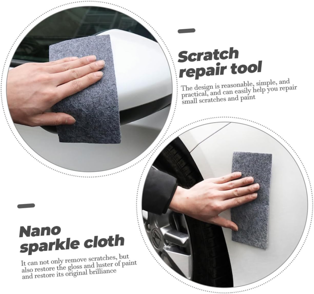 Cabilock 3Pcs Nano Sparkle Cloth Car Scratch Remover Auto Scratch Repair Cloths for All Stain Removal and Paint Restoration Easy to Use for Vehicles