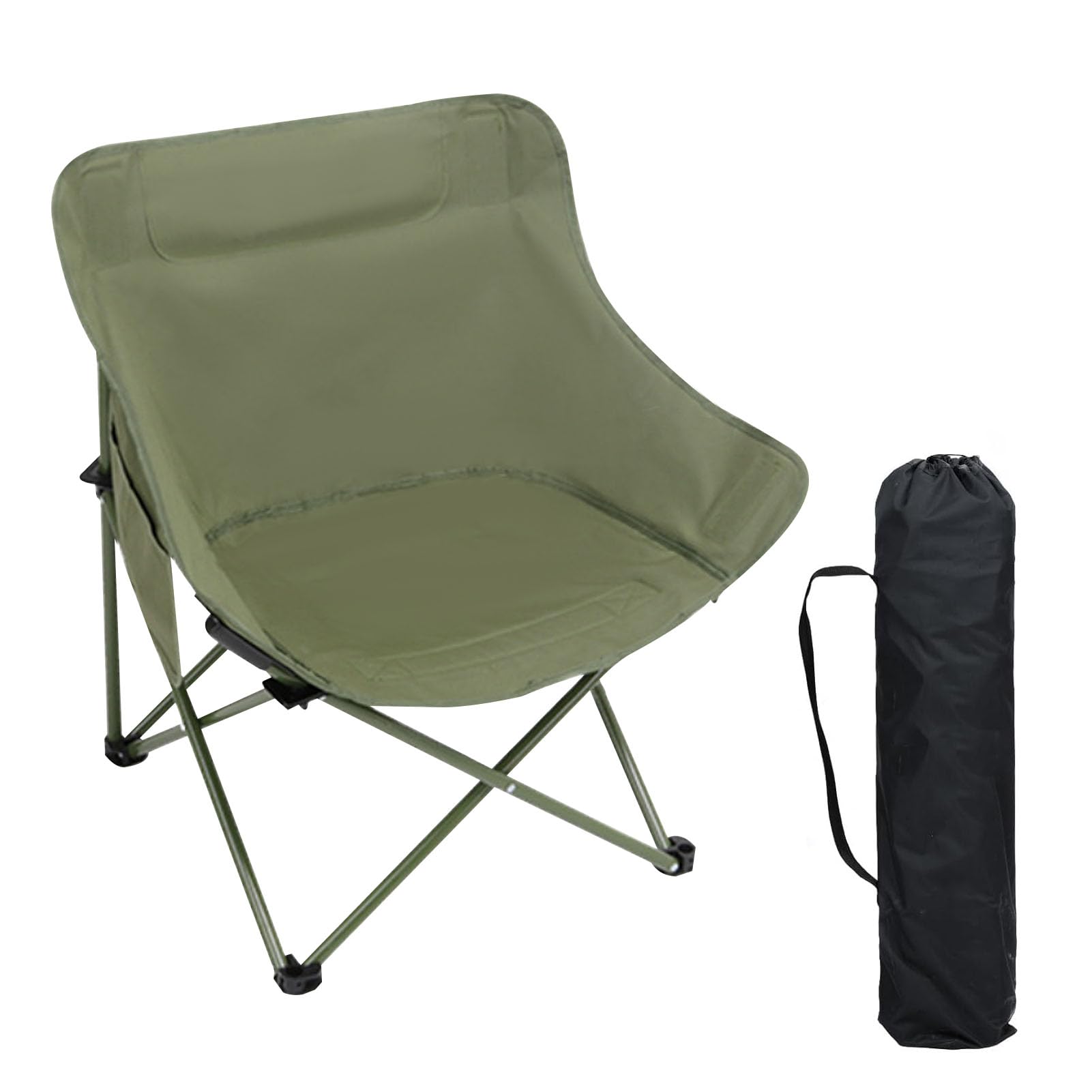 DAYONGCamping Chair, Portable Folding Outdoor Lawn Chair with Side Pockets, Lightweight Beach Arm Chair, for Camping, Hiking, Fishing, Backyard, Lawn, Garden (Green, Large)