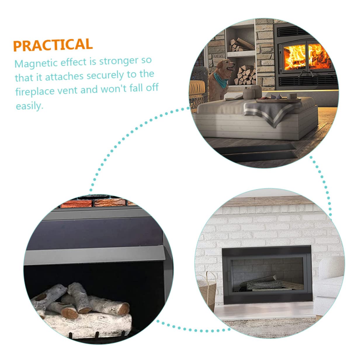 Copri Stufa Magnetico Nero 2 Pezzi, Gomma Magnetica | Caminetto Interno, Copertura per Aerazione, Riduce la Dispersione Termica, Accessori per Casa
