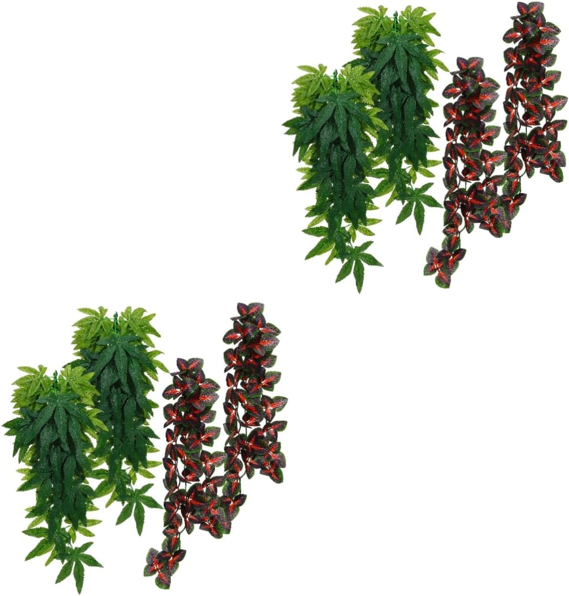 Toyvian 8pcs Reptile Plants Cups Artificial Hanging Vines for Fish Tank and Terrarium Decor Lifelike Simulation Rattan Leaves for Reptile Habitats Easy to Install for Lizards and Snakes