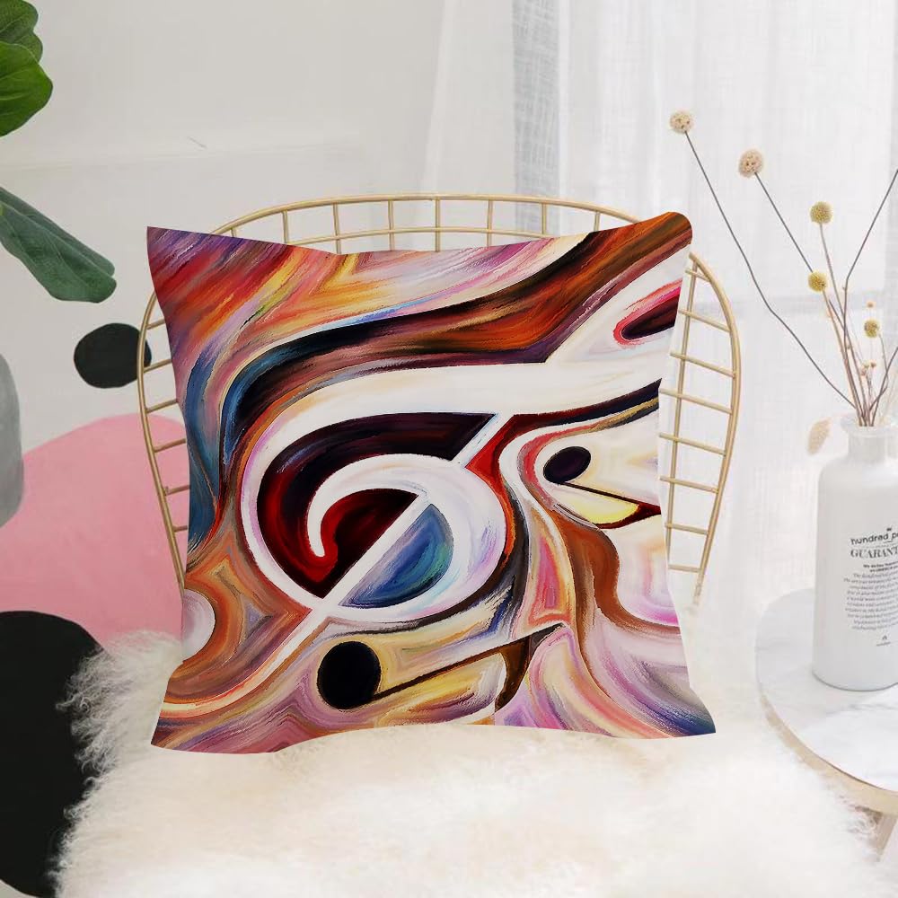 HYMSXW Cushion Cover,Throw Pillow Case Home Decorative for Living Room Bedroom Sofa Chair 20X20 Inch,Inner Melody series. Design sed of colorful musical shapes as a metaphor on the,Pillowcase 50X50cm