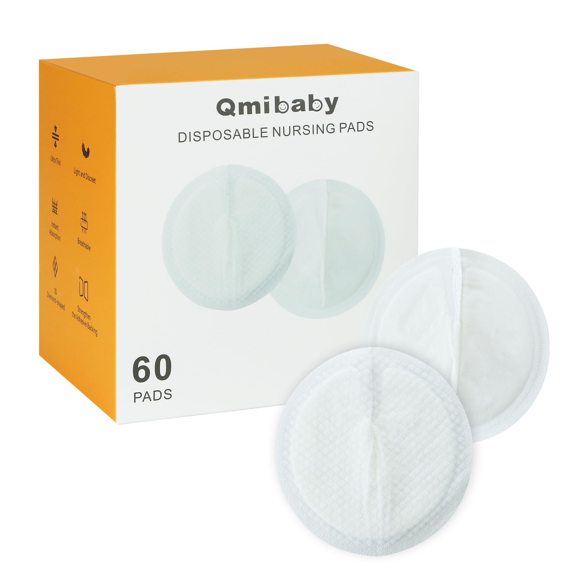 Qmibaby Disposable Nursing Pads, 6-Layer Super Absorbent Breathable Breastfeeding Pads, Ultra-Thin 3D Contour