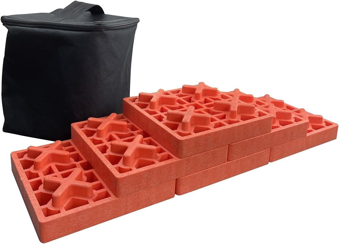 Caravan Levelling Blocks Foam Plastic 6PCs Pack Heavy Duty Ideal for Levelling Single and Dual Wheels, Camper Levellers, Tongue Jacks, Motorhome, Stabilizer Jacks, Packed in Storage Bag 161927