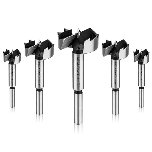 Miniatura 2 de Forstner - Juego de brocas Forstner de 5 piezas para perforación de madera, agujeros de bolsillo lisos de fondo plano en madera dura y suave, brocas