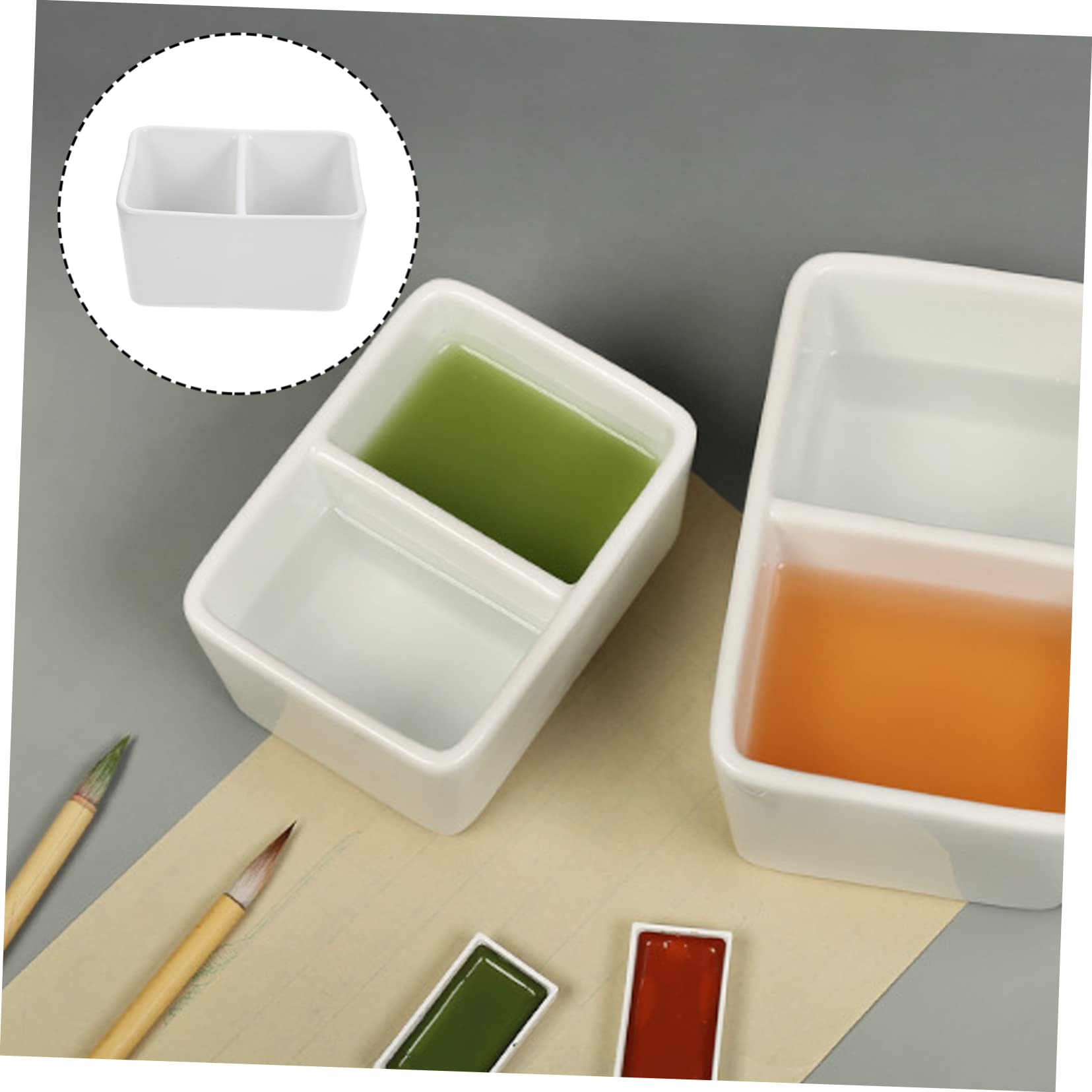 Bandeja de Cerámica de Color Claro para Limpiar Pinceles, Gran Capacidad