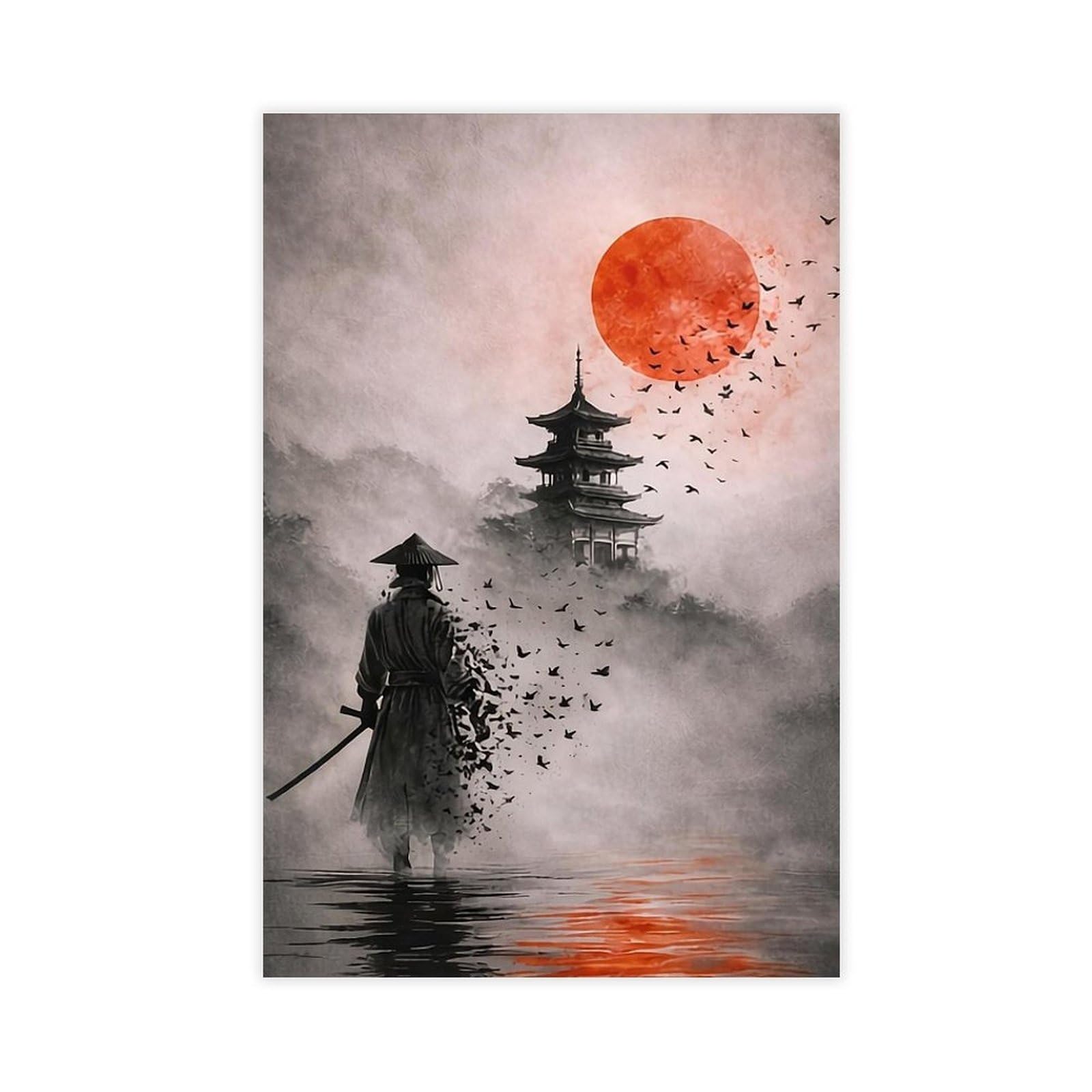 Qnvjqkdsi Unframe Japanese Samurai Art (11) Canvas Poster Bedroom Decor Landscape Office Room Decor Gift 24" L X 36" W