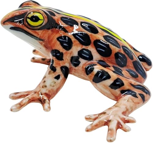 Miniatura 5 de WitnyStore Pequeña figura de rana manchada de 3 pulgadas, color marrón, amarillo y negro, hecha a mano, pintada a mano, ranas de cerámica, sapo,