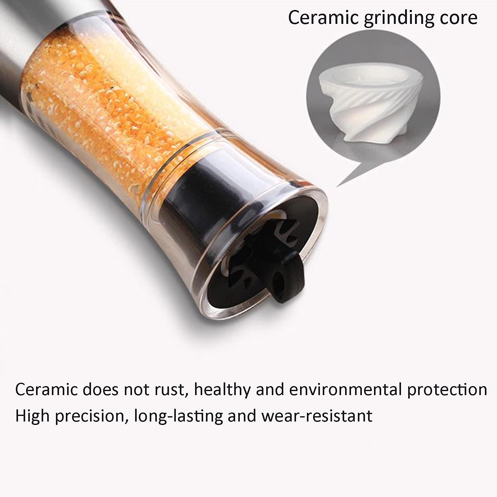 Młynek do pieprzu młynki do soli grawitacja indukcyjna młynek automatyczne zasilane bateriami młynki do pieprzu ze stali nierdzewnej ceramiczny mechanizm mielenia regulowany mielenie grubość (2 szt.)