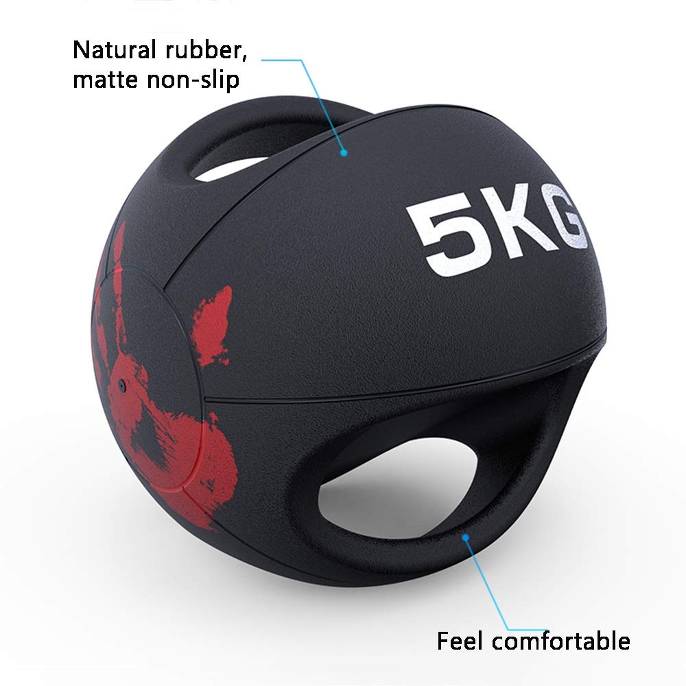 Palle mediche Doppio Manico Medicina Fitness Palla, Forza Formazione Rubber Ball, Stabilmente Equilibrio Il Gravity Ball, 3kg, 4 kg, 5kg, 6kg, 7 kg, 8 kg, 9 kg, 10kg, 12kg (Size : 5kg/11lb)