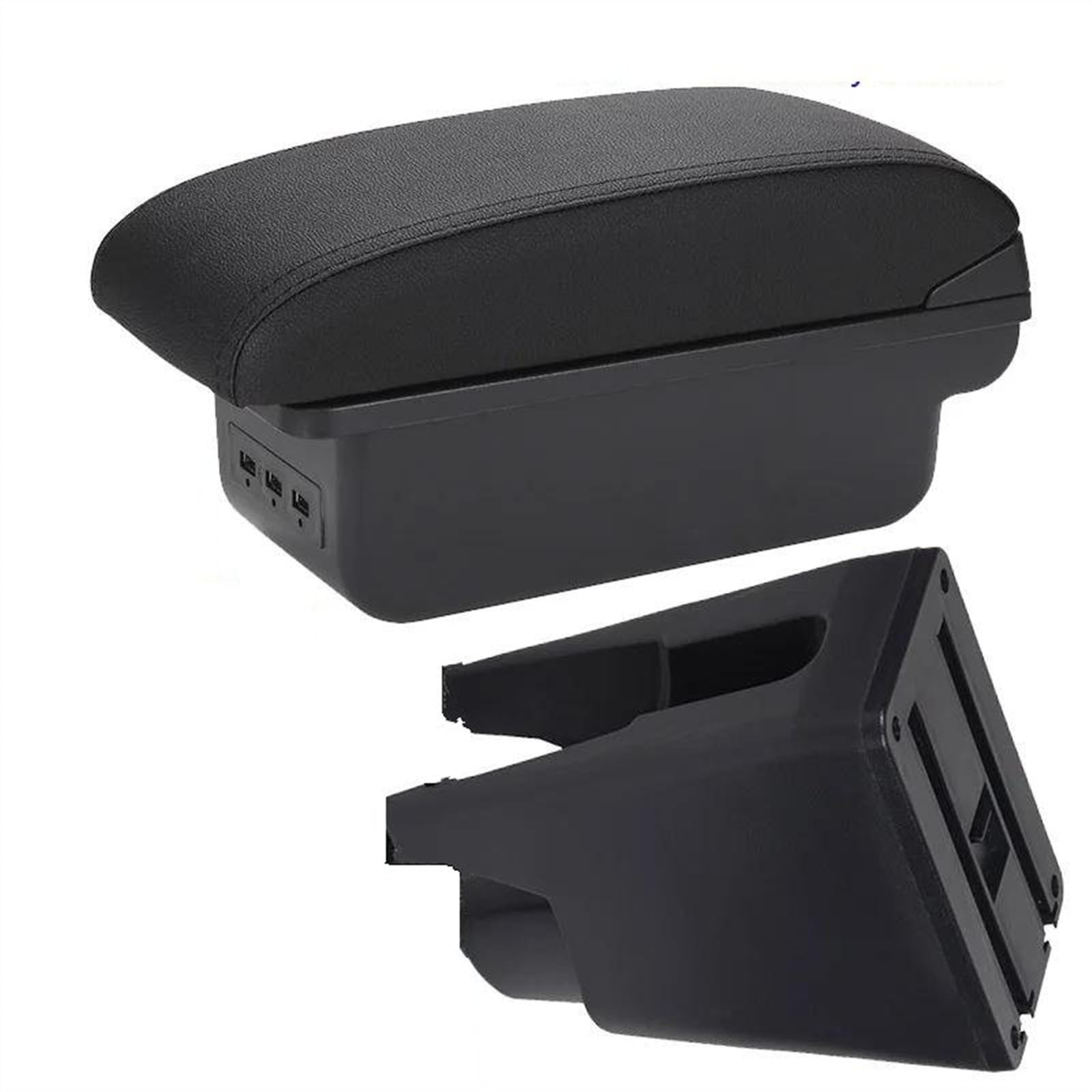 NMJLQW Storage Rack Car Center Console Storage Box Multifunctional Armrest Storage Box Interior Accessories For Peugeot 107(B2 Black line 3USB)